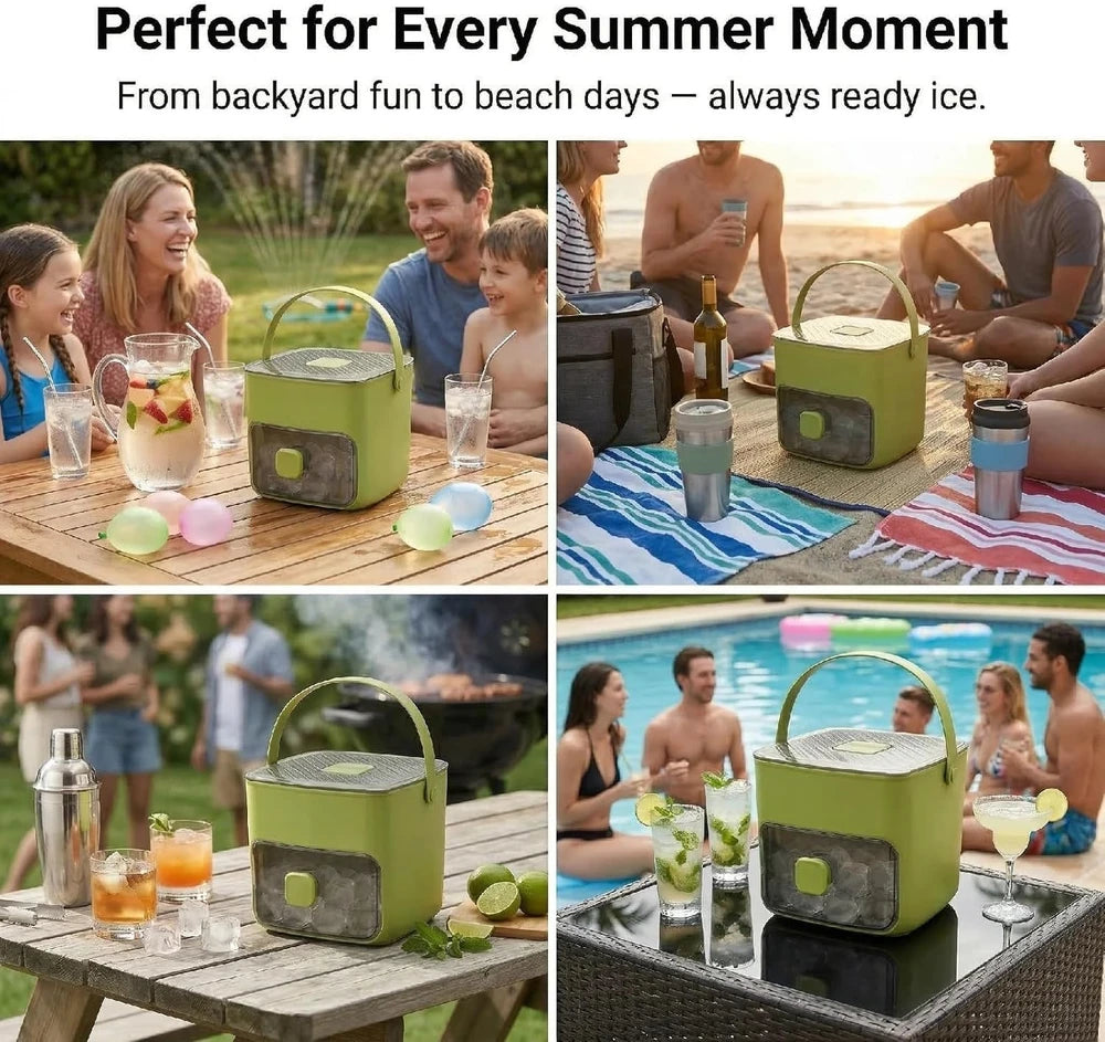 Compact Ice Maker and Storage Bin