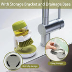 Dish Brush with Built-in soap dispenser and convenient stand