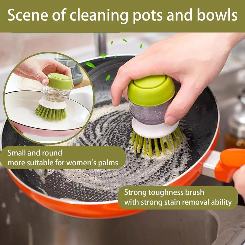 Dish Brush with Built-in soap dispenser and convenient stand