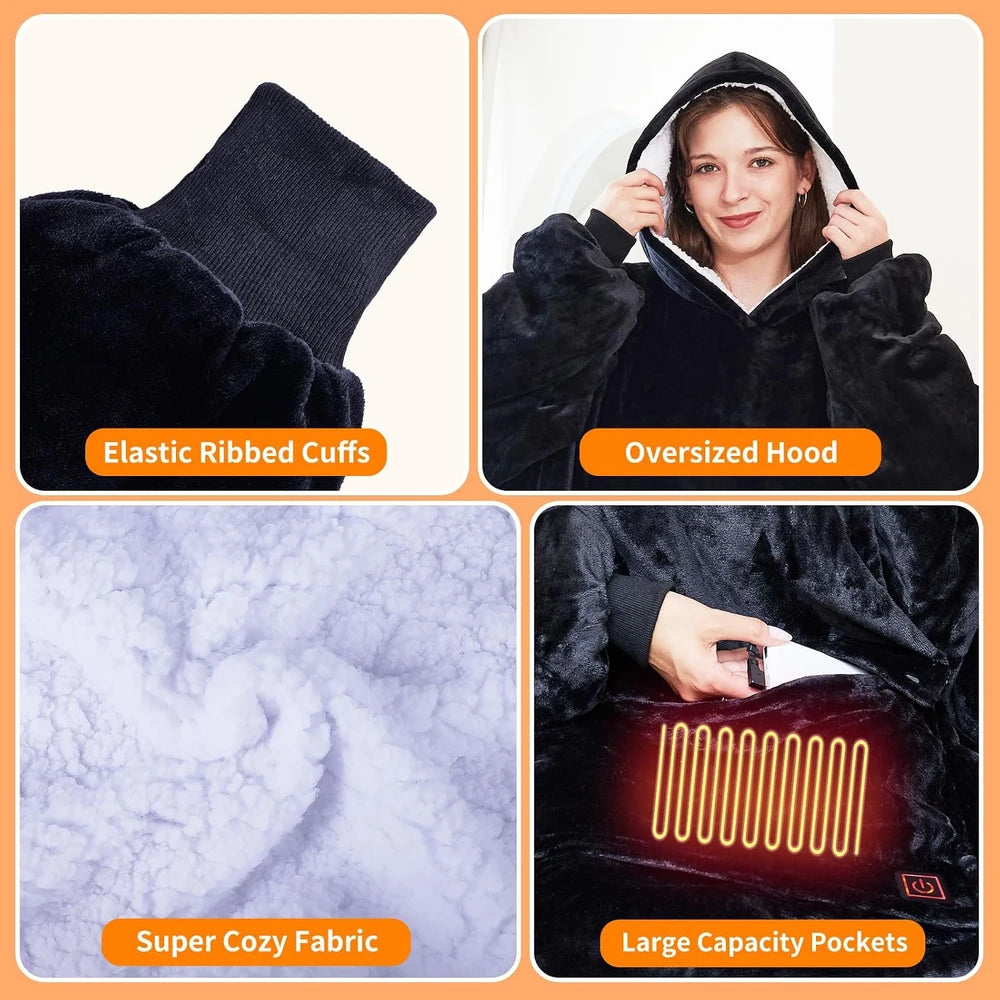 USB Heated Oversized Hoodie Blanket