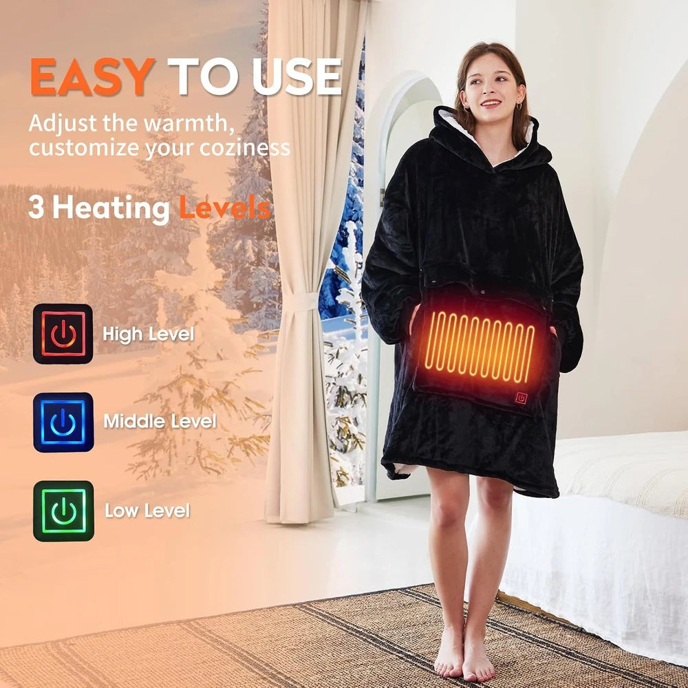 USB Heated Oversized Hoodie Blanket