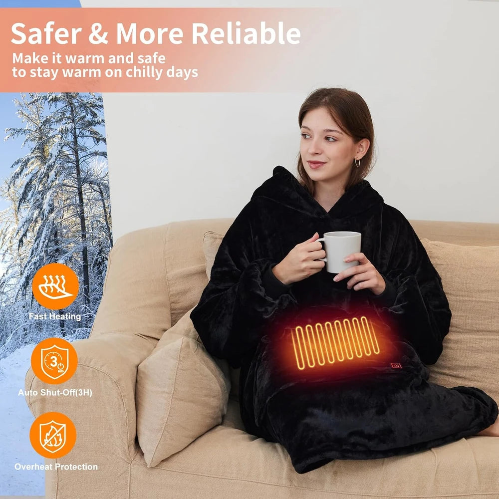 USB Heated Oversized Hoodie Blanket