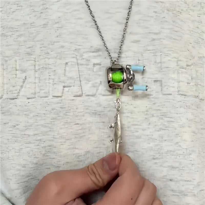 Fishing Reel Pendant as Necklace or Ring