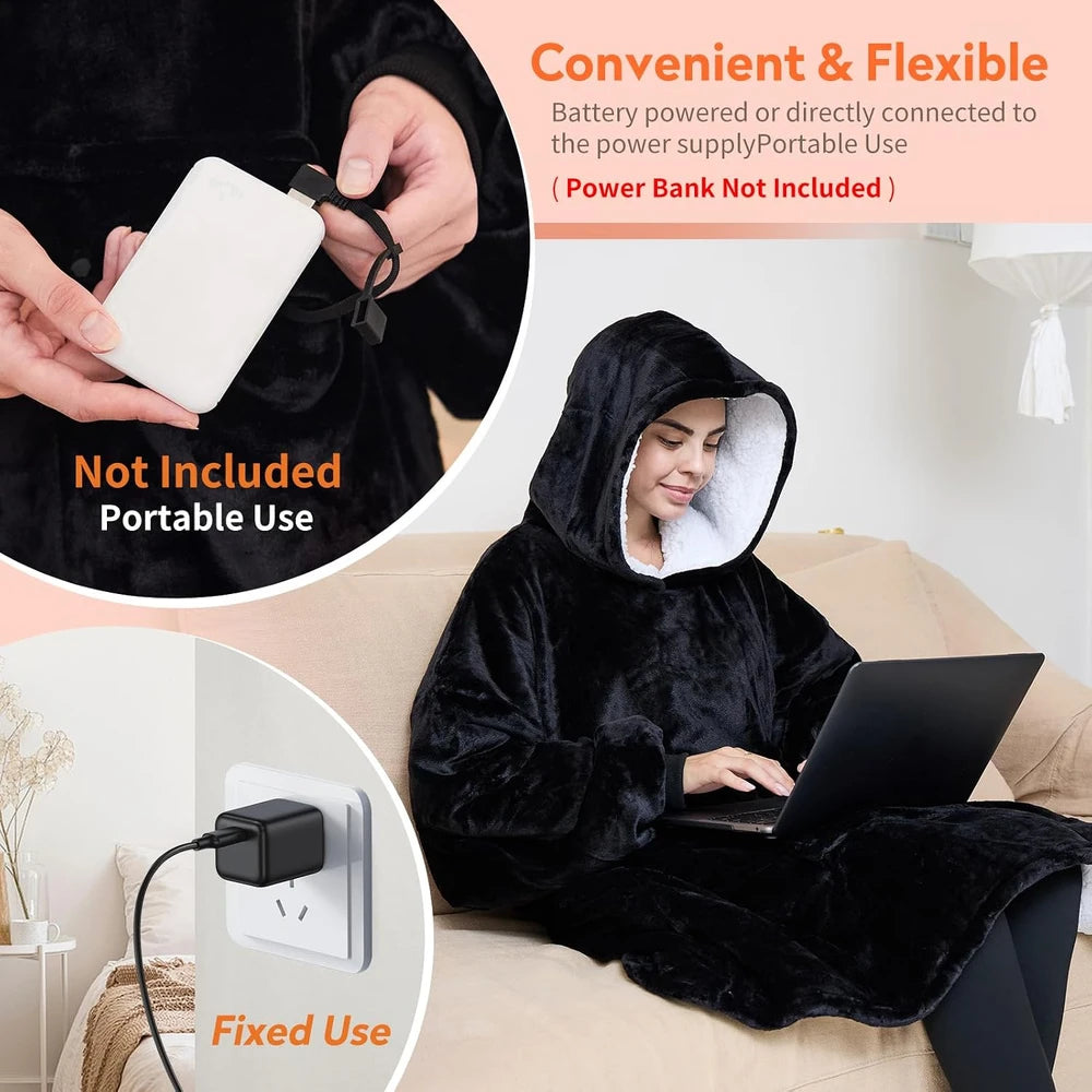 USB Heated Oversized Hoodie Blanket