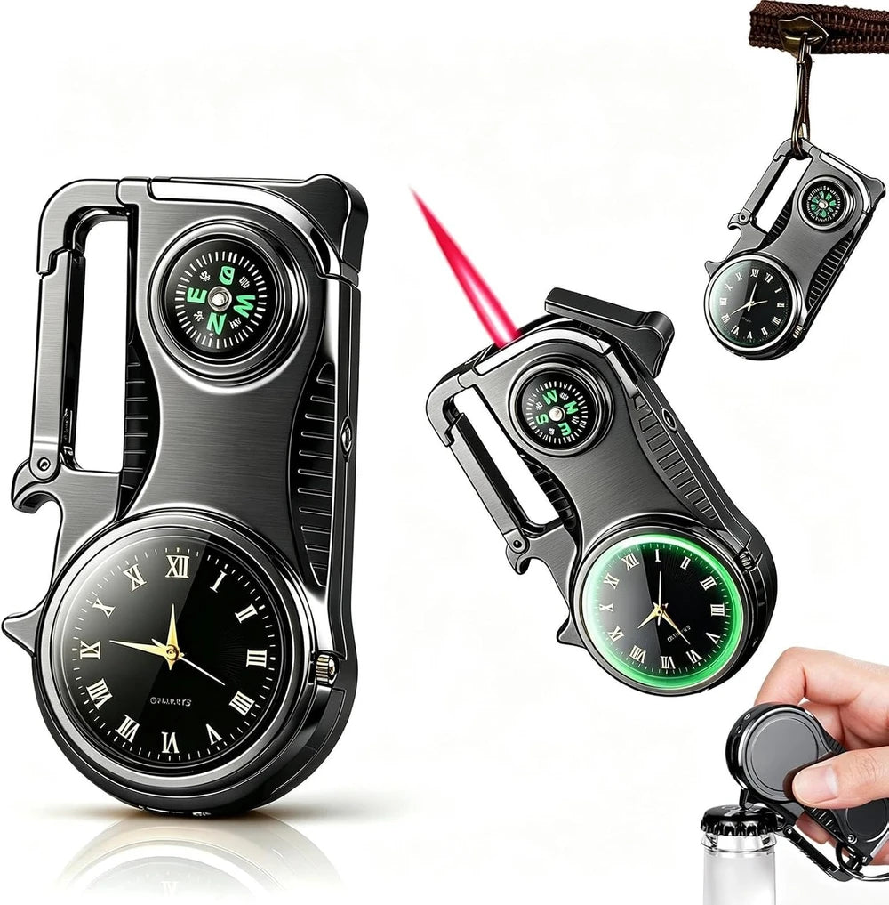Windproof Torch Lighter, Compass and Watch