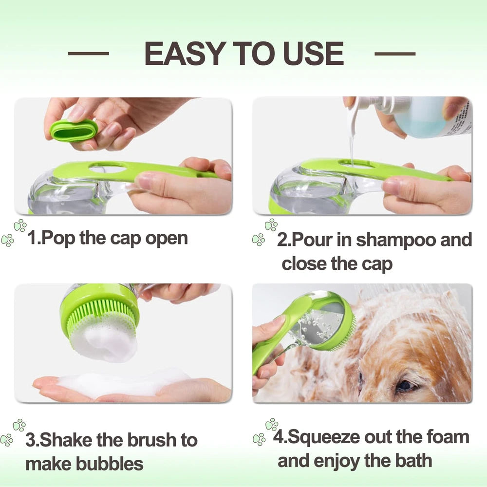 Dog Bath Brush with Soap Dispenser